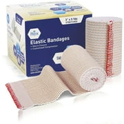 Med Pride 3 inch x 180 inch Elastic Bandage Wrap with Velcro Closure, Latex-Free, Reusable Compression Bandage, 4 Pack