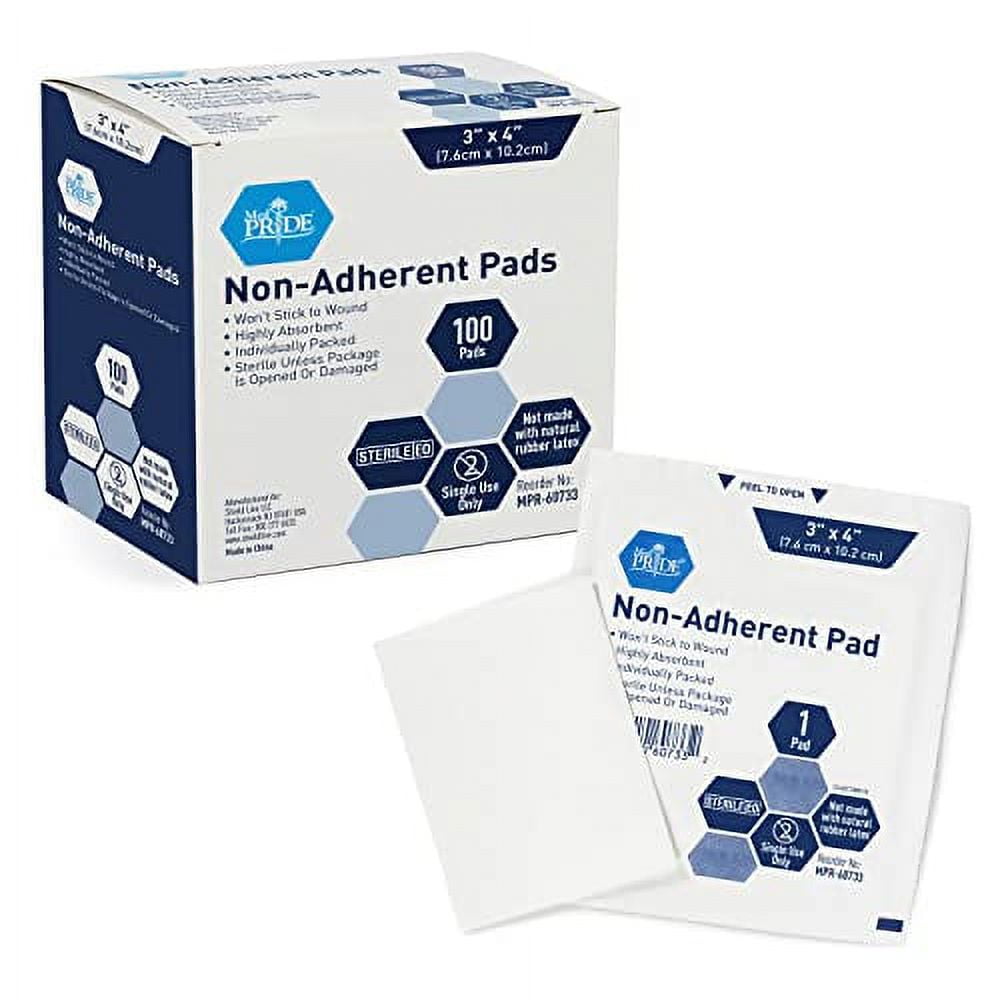 Medpride Sterile NonAdherent Pads 100Pack, 3” x 4” NonAdhesive