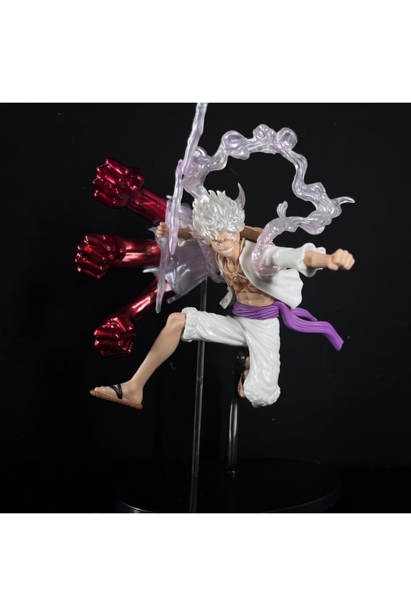 23cm/9inch Monkey D Luffy Statue Cartoon 5th Gear Battle Version Luffy Anime Action Figures Collection Cute Desktop Decoration Gift (Luffy White)