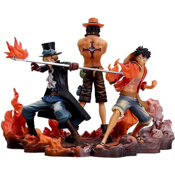 Medsuo Luffy/Sabo (Three Brothers) Character Desktop Ornament Animated Statue Anime Cartoon Fun Collectibles Memorial Gift friend Car Decorations