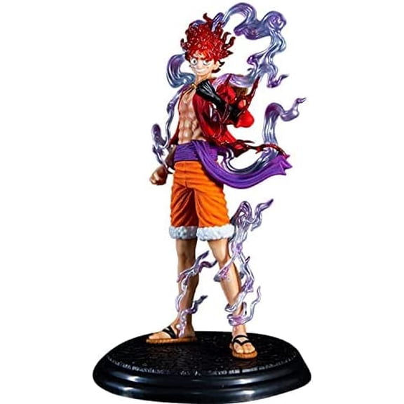 Medsuo Monkey.D.Luffy Statue 26cm/10.2inch Sun God Nika Luffy Gear 5 Cartoon Anime Collection Decoration (Red)