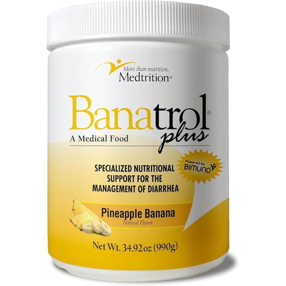 Medtrition Banatrol Natural Anti-Diarrheal with Prebiotics, Relief from Chronic Diarrhea, IBS, Recurring Diarrhea, Clinically Supported Medical Food, Non-Constipating 90 Servings (Pineapple)