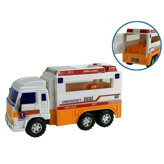 Meduim Duty Friction Powered 911 Ambulance Toy Truck