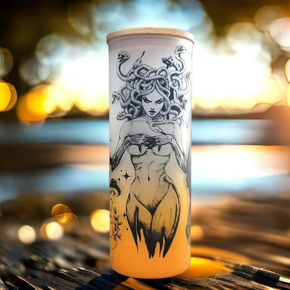 Medusa Beer Can Glass | Boho Mushroom Coffee Glass | 24 oz