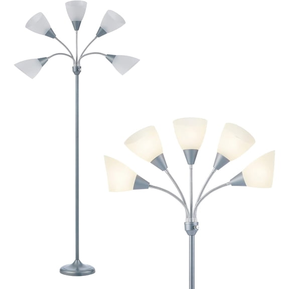 Medusa Floor Lamps Standing Lamps 5 Heads Adjustable Reading Light Large Shade Use E26 A19 Bulb Floor Lamps for  Room  ()