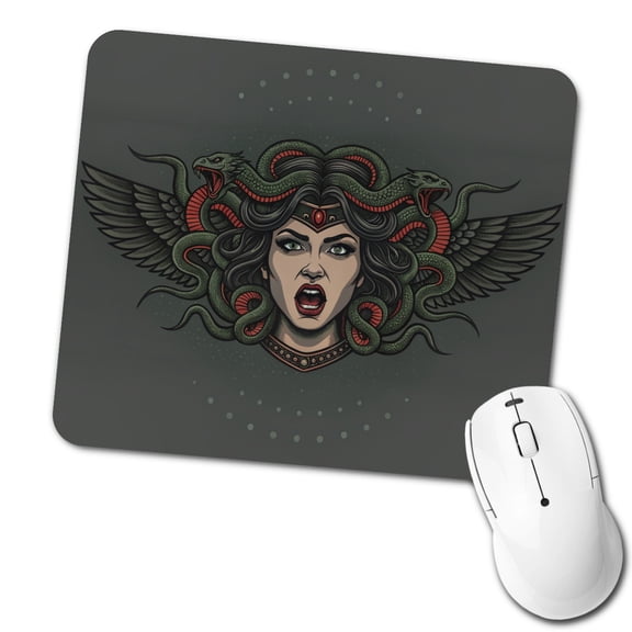 Medusa Gorgon Snake Tattoo Style Mouse Pad Low Profile Gaming Mat