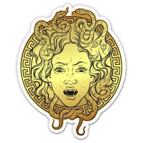 Medusa Greek Mythology - 3" Vinyl Sticker - For Car Laptop I-Pad Phone Helmet Hard Hat - Waterproof Decal