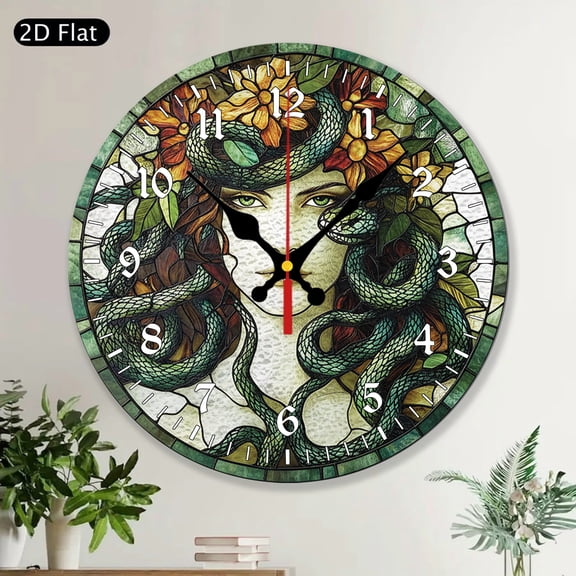 Medusa Greek Mythology Round Wall Clock, Divine Feminine Art, Greek Gods Home Wall Decor