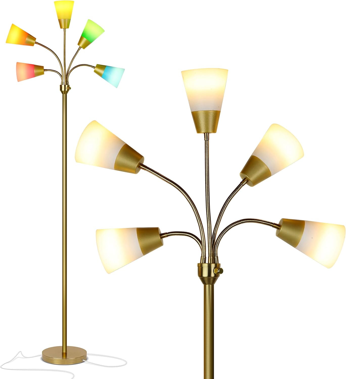 Medusa Brass 78" LED Floor Lamp with Adjustable Multi-Head