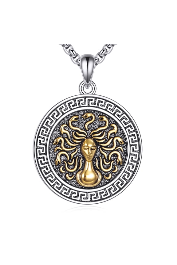 Medusa Necklace 925 Sterling Silver Medusa Pendant Necklace for Men Women Greek Greece Amulet Jewelry Gifts