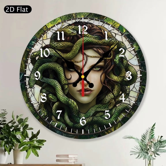 Medusa Painted Decorative Round Wall Clock, Divine Feminine Greek Goddess Mythology Wall Decoration, Greek God Home Decoration, Wall Art Decor