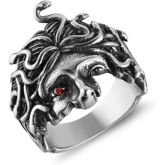 Medusa Ring for Men Women Stainless Steel Gothic Punk Gorgon Ring Retro Greek Mythology Medusa Snake Ring Jewelry Gift