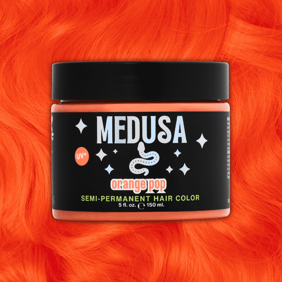 Medusa Semi-Permanent Hair Color, Vegan and Cruelty-Free Orange Hair Dye, Last up to 24 Washes, Non-Damaging Conditioning Hair Color (5FL OZ, Orange Pop)