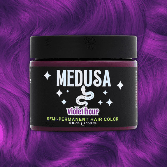 Medusa Semi-Permanent Hair Color, Vegan and Cruelty-Free Purple Hair Dye, Last up to 24 Washes, Non-Damaging Conditioning Hair Color (5FL OZ, Violet Hour)