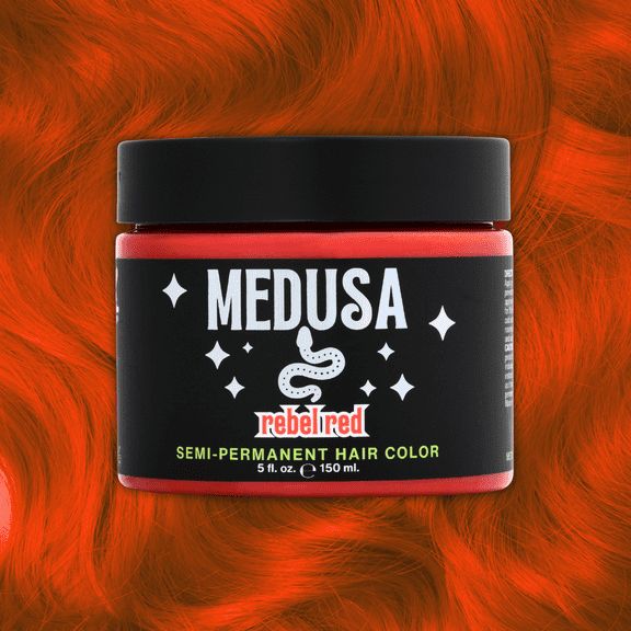 Medusa Semi-Permanent Hair Color, Vegan and Cruelty-Free Red Hair Dye, Last up to 24 Washes, Non-Damaging Conditioning Hair Color (5FL OZ, Rebel Red)