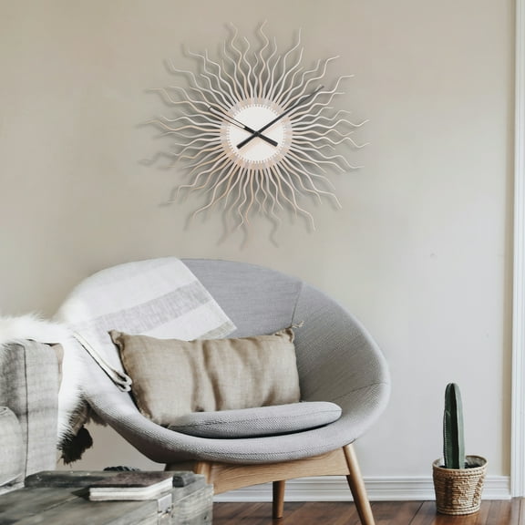 Ardeola - Medusa Silver - 16 in Sunburst Wall Clock, Silent Movement