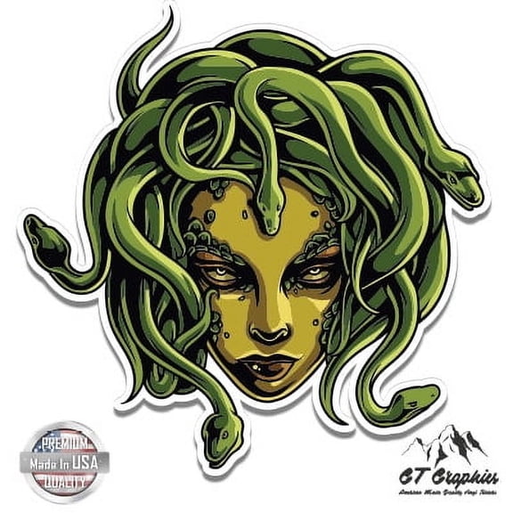 Medusa Snakes Mythical creature - 5" Vinyl Sticker - For Car Laptop I-Pad - Waterproof Decal
