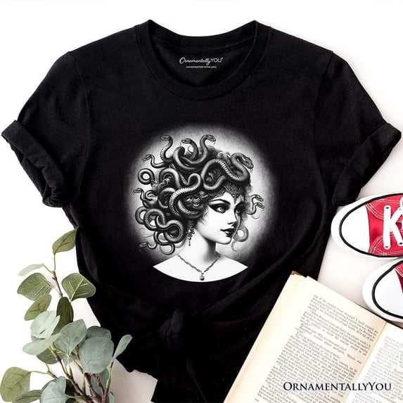 Medusa Spooky Portrait T-Shirt, Horror Villain Theme Halloween Tee