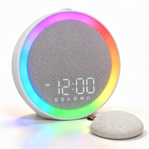Mee 2ou Alarm Clock with Wireless Bed Shaker, WakeUp Light, Vibrating Dual Alarm for Heavy Sleepers & HearingImpaired,10 Lighting Colors & 9 Display Colors,7 Sounds,32 Volume Levels,USB Charger