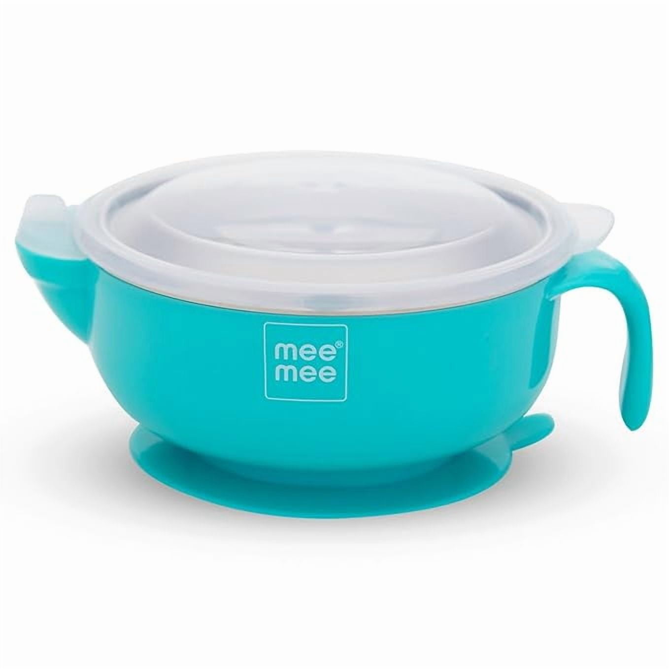 Mee Mee Baby Steel Feeding Bowl with Sunction Base | BPA Free | Food Remains Warm | Multi-Functional Snack/Fruit | Easy Grip Handle (Blue)