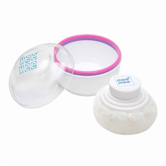 Mee Mee Soft-Feel Blue Powder Puff with with Box Holder Container for New Born and Kids