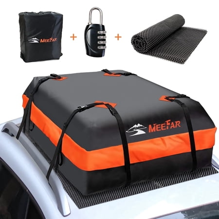 MeeFar 15 Cu.ft. Rooftop Cargo Carrier Bag Soft Shell Waterproof Bag Fit for All Cars with/Without Rack