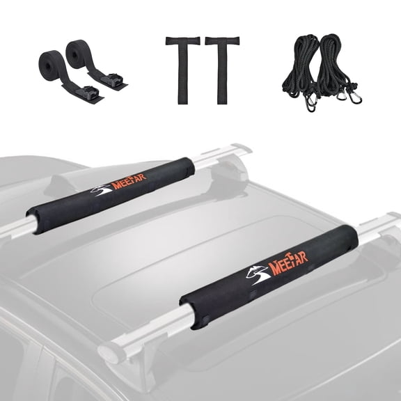 MeeFar Universal Car Soft Roof Rack Pads Cover Luggage Carrier Rack for Kayak Surfboard SUP Canoe - Fit on All Cross Bars