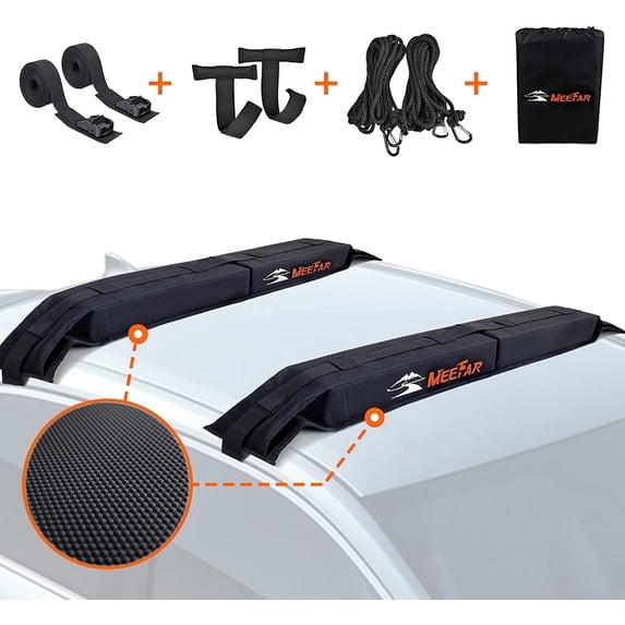 MeeFar Universal Soft Roof Rack Pads Cargo Carrier System for Kayak/SUP/Canoe