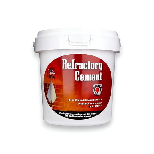 Meeco's Red Devil 610 Refractory Cement - Pre-Mixed Fiber-Reinforced High-Temp Silicate Mortar for FireBrick & Masonry Joints - Withstands Temperatures Up to 3000F (0.5 Gallon) - Made in The USA