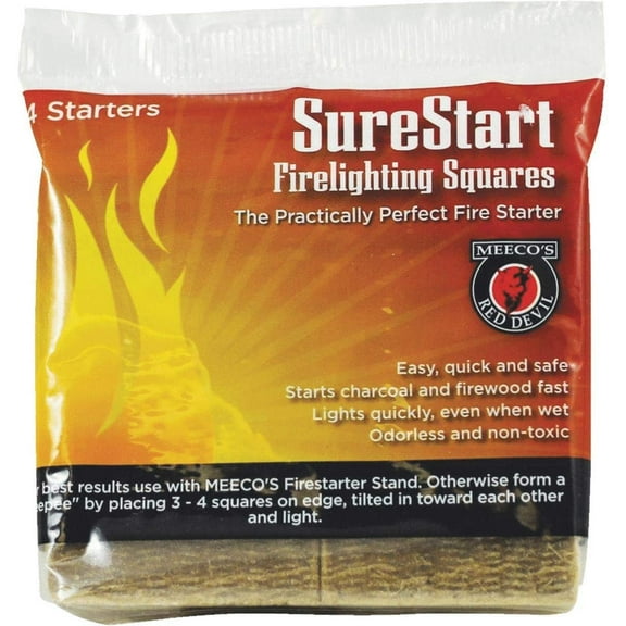 MEECO'S RED DEVIL SureStart Fire Starter Squares, 4 Pack