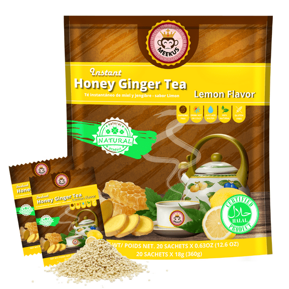 Meekus Honey Ginger Tea Lemon Flavor 20 sachets X 0.63 Oz(12.6 Oz) 18g(360g)