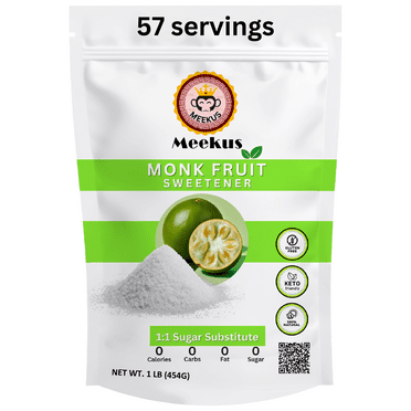 Meekus Natural Monk Fruit Sweetener, 1 Lb, Zero Calorie, Keto, Vegan, Gluten Free