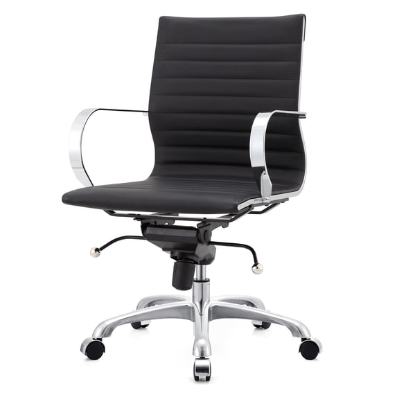 M365 Vegan Leather Ribbed Office Chair- Chrome Frame