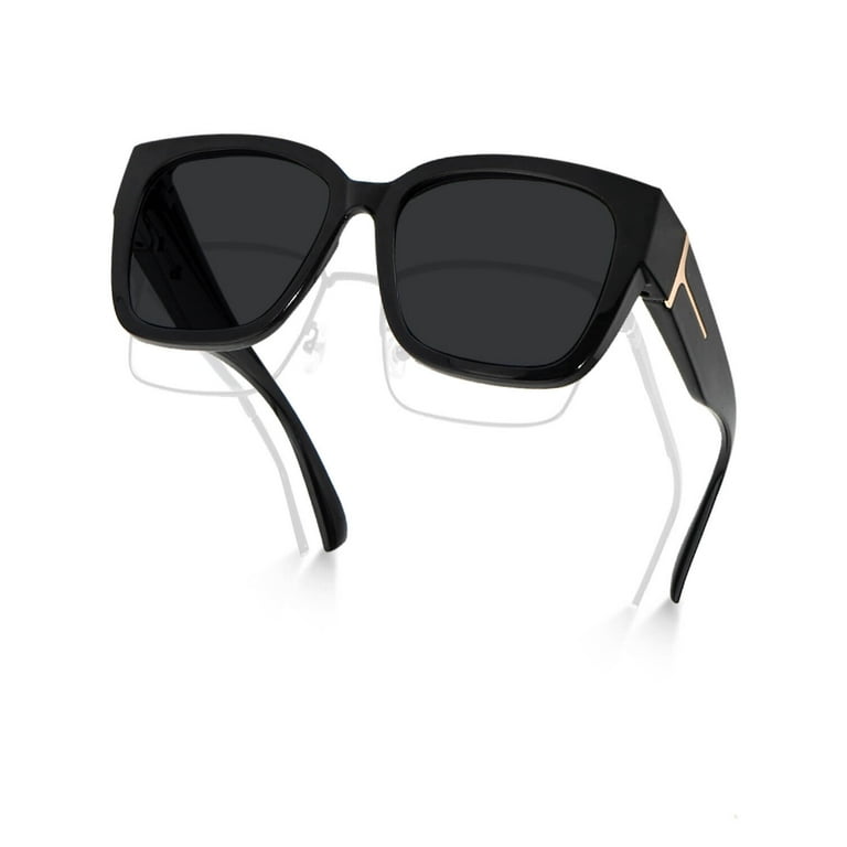 NULOOQ Sunglasses Fit Over Glasses, Polarized Lens Wear Over Prescription  Glasses, Wrap Around Sunglasses for Men Women