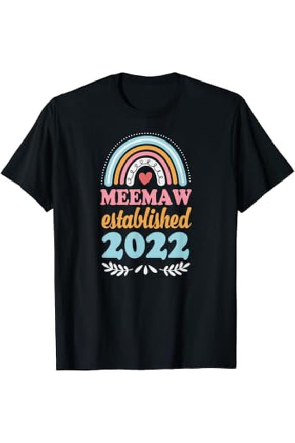 Meemaw Established 2022 Bohemian Rainbow Boho Mothers Day T-Shirt