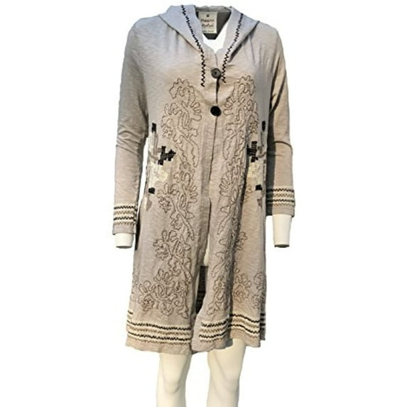 Meena Mahal ALIA Hand Embroidered Long Hoodie Duster, M/L