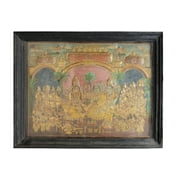 Meenakshi Kalyanam | Tanjore Painting | Traditional Colors With 24K Gold | Teakwood Frame | Gold & W