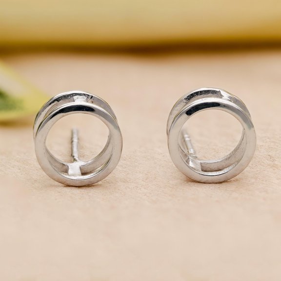Meera Jewels 925 Silver Circle Stud Earrings Geometric Jewelry Everyday Studs Handmade Gift