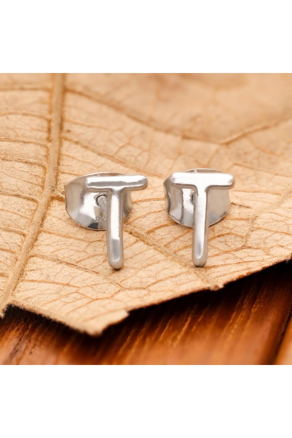 925 Silver T Initial Stud Earrings Personalized Letter T Earrings Alphabet Studs