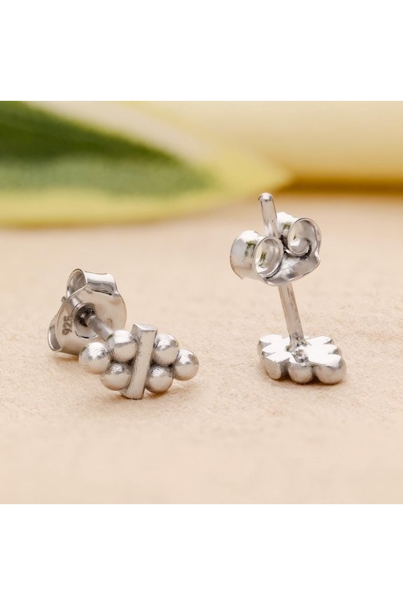 925 Sterling Silver Bubble Bar Earrings Bead Cluster Studs Geometric Jewelry