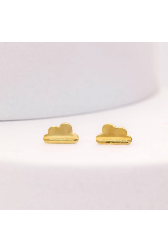 925 Sterling Silver Cloud Stud Earrings | Cute Gold Finish Weather Earrings | Dainty Minimalist Jewelry Gift for Her & Women