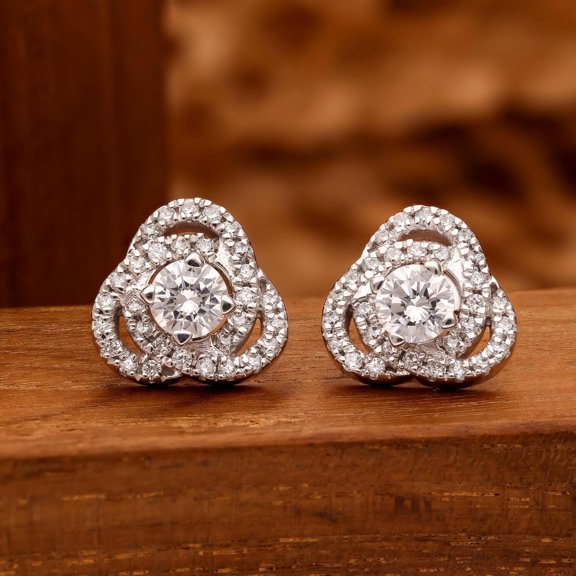 Meera Jewels Halo Stud Earrings 925 Silver Earrings CZ Studs Detachable Halo Jacket