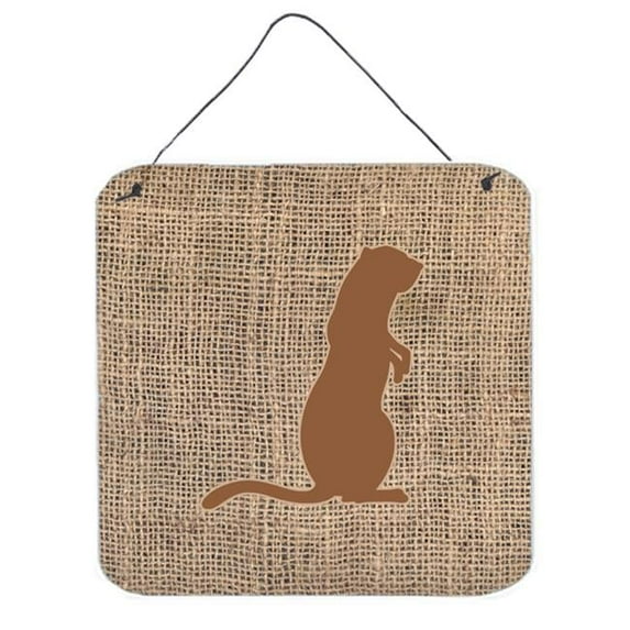 Meerkat Burlap And Brown Aluminium Metal Wall Or Door Hanging Prints - 6 x 6 In.