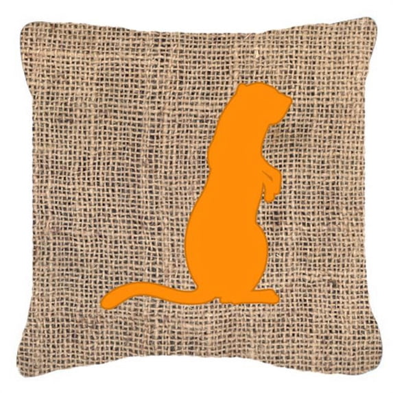 Meerkat Burlap And Orange Indoor & Outdoor Fabric Decorative Pillow - Orange - 14 x 3 x 14 in.