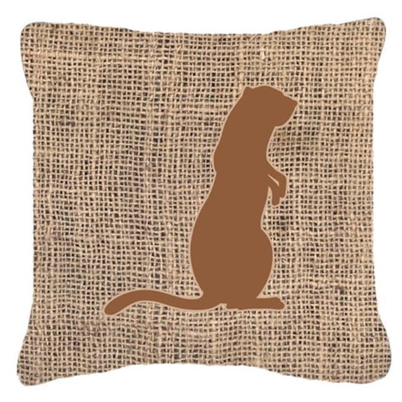 Meerkat Burlap and Brown Indoor & Outdoor Decorative Fabric Pillow 18 x 18 in.