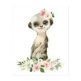 thumbnail image 1 of Meerkat, Jungle Animals, Safari Animals, Pink Flowers, Girl Nursery - Illustration Animal Watercolor Floral Whimsical Wildlife Botanical Unframed Wall Art Print 36 x 48 inches, 1 of 13