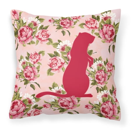 Meerkat Shabby Chic Pink Roses Fabric Decorative Pillow