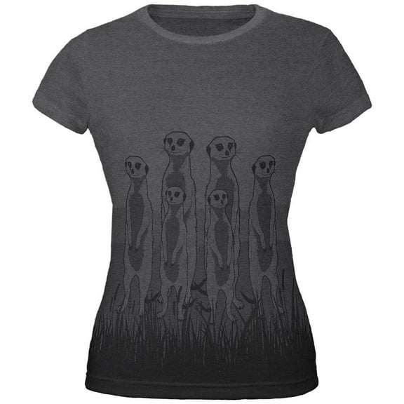Meerkat on the Plains All Over Dark Heather Juniors Soft T-Shirt - 2X-Large