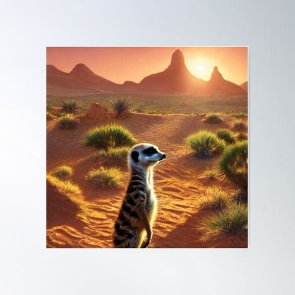 Meerkats In The Desert Poster Wall Art, Modern Wall Decor For Living Room Bedroom, 8x12 UNFRAMED
