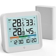 MeesMeek Indoor Outdoor Thermometer Wireless,White